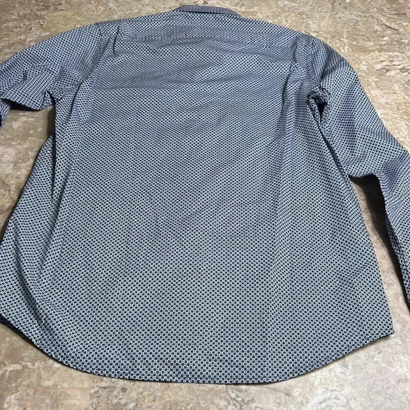 AKA men shirt , NWT ,slim fit,blur,white,tan print,cotton  100, AKAC1330,career - Picture 10 of 12